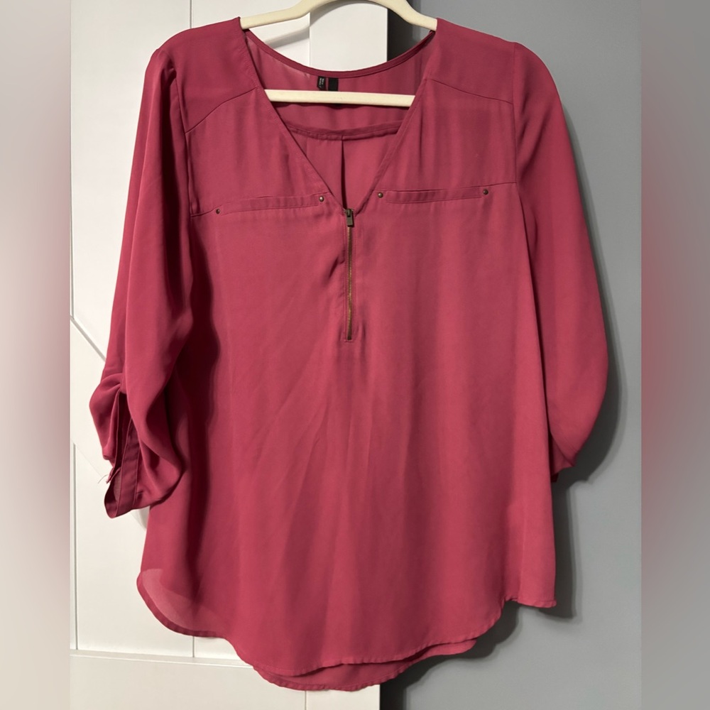 Maurices Rose Blouse with Zipper Detail